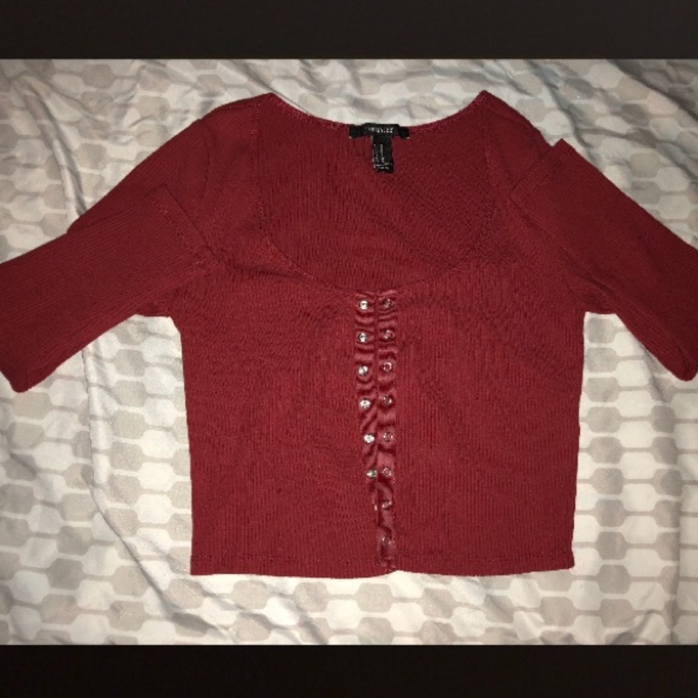 Red Button Up Top